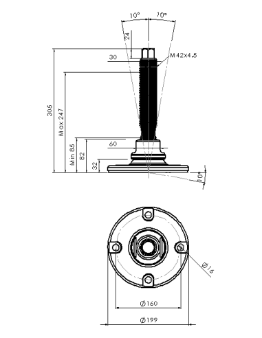 Machine foot HXJEHEX200(s)-HXEH42210