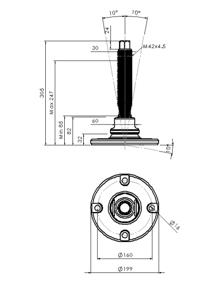 Machine foot HXJEHEX200(s)-HXEH42210