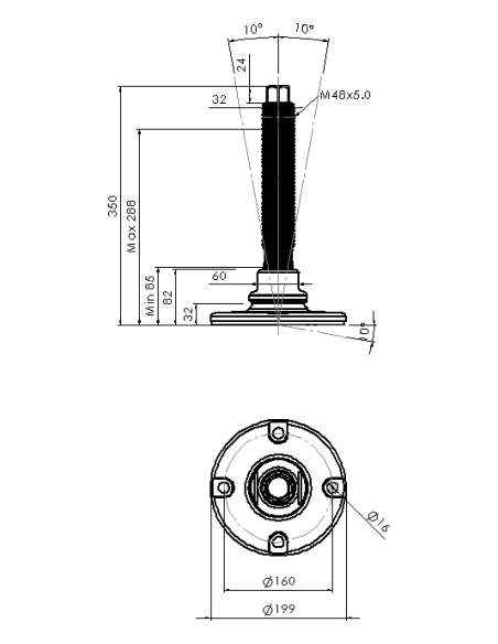 Machine foot HXJEHEX200(s)-HXEH48260