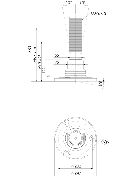 Machine foot HXJE250(l)-HXE80250