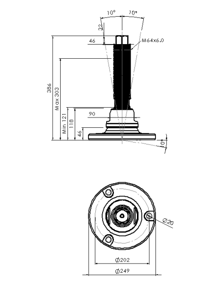 Machine foot HXJEHEX250(l)-HXEH64260