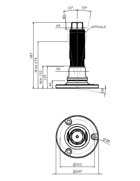 Machine foot HXJEHEX250(l)-HXEH90250
