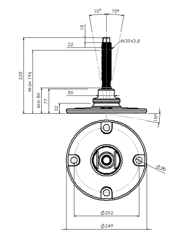 Machine foot HXJEHEX250(s)-HXEH30150