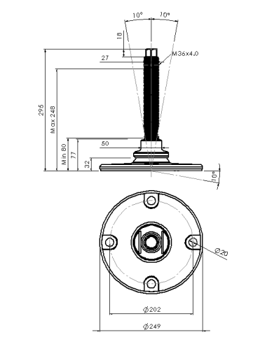 Machine foot HXJEHEX250(s)-HXEH36210