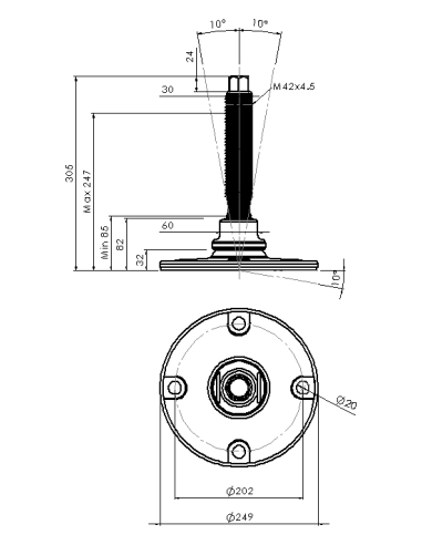 Machine foot HXJEHEX250(s)-HXEH42210