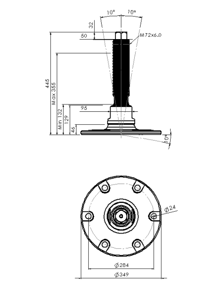 Machine foot HXJEHEX350(l)-HXEH72310