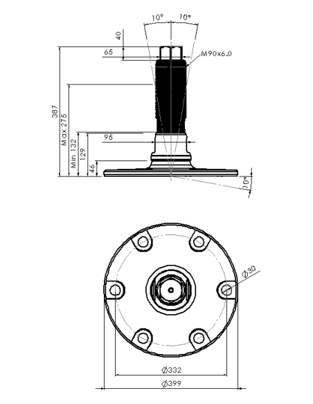 Machine foot HXJEHEX400(l)-HXEH90250
