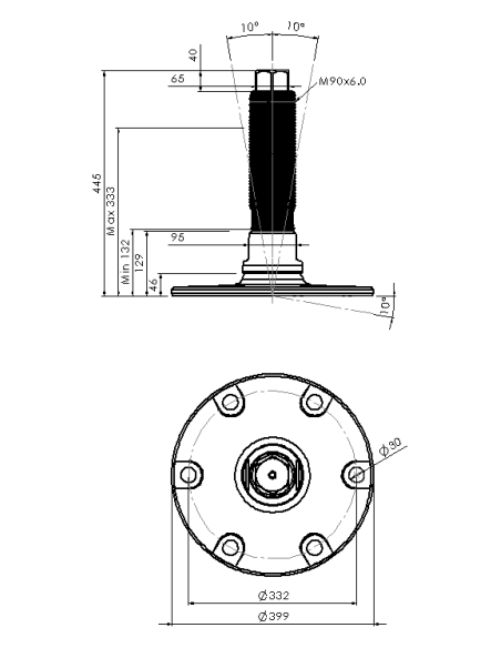 Machine foot HXJEHEX400(l)-HXEH90310