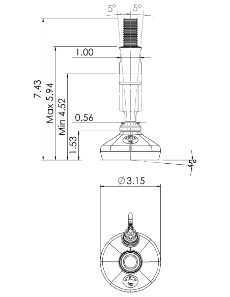 Machine foot XHW080-XHM123459-RHOX3420-PR6211-32D1