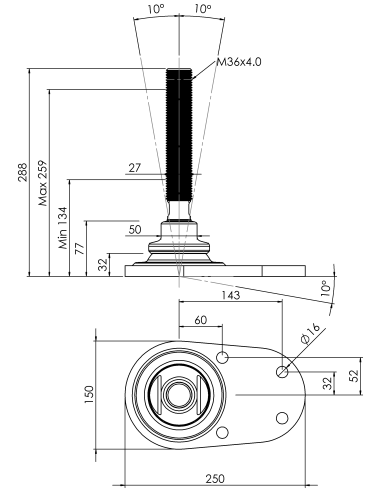 Machine foot HXJCFE150(s)-HXE36210