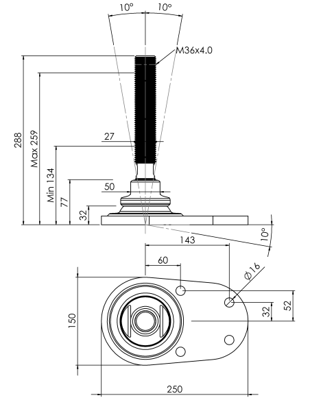 Machine foot HXJCFE150(s)-HXE36210