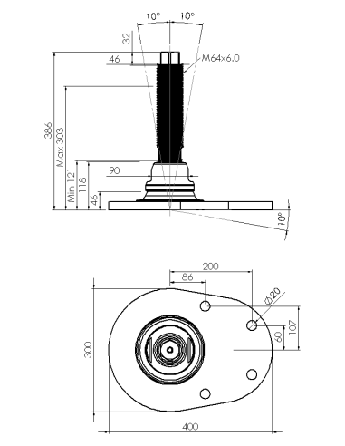 Machine foot HXJCFEHEX300(l)-HXEH64260
