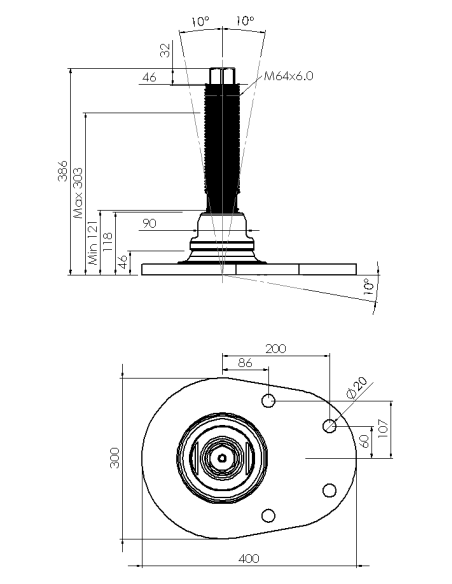 Machine foot HXJCFEHEX300(l)-HXEH64260
