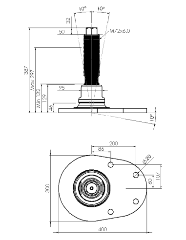Machine foot HXJCFEHEX300(l)-HXEH72250