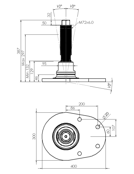 Machine foot HXJCFEHEX300(l)-HXEH72250