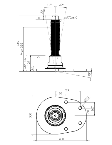 Machine foot HXJCFEHEX300(l)-HXEH72310