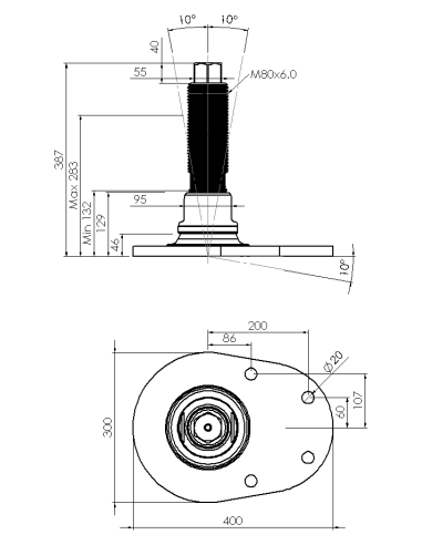 Machine foot HXJCFEHEX300(l)-HXEH80250