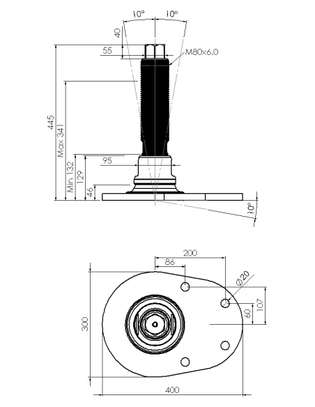 Machine foot HXJCFEHEX300(l)-HXEH80310