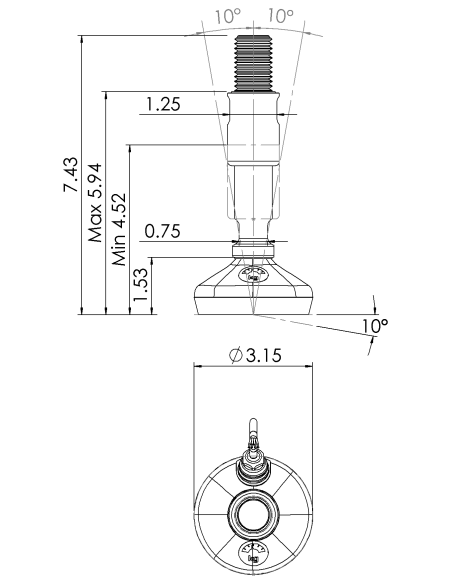 Machine foot XHTW080-XHT1059-RHOX1020-PR6211-12D1