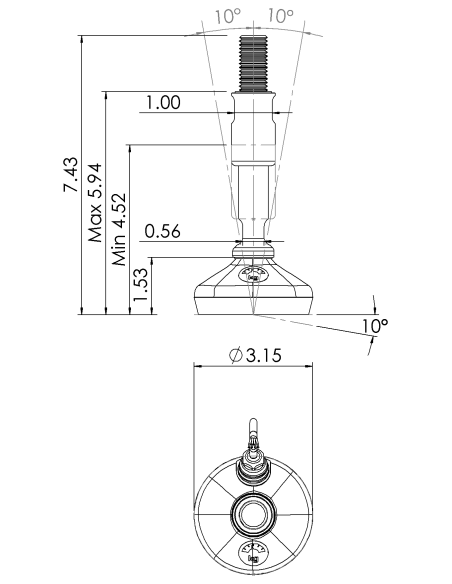 Machine foot XHTW080-XHT3459-RHOX3420-PR6211-32D1