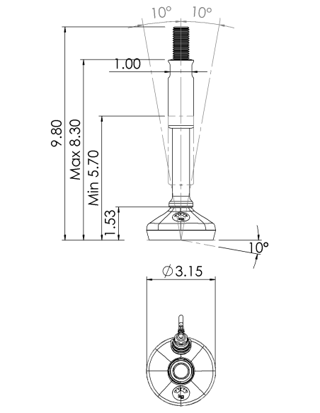 Machine foot XHTW080-XHT3483-RHOX3432-PR6211-12D1