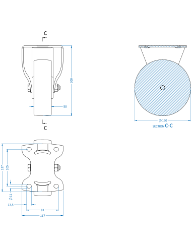 Castor CS160, White, AISI 304, 7.856