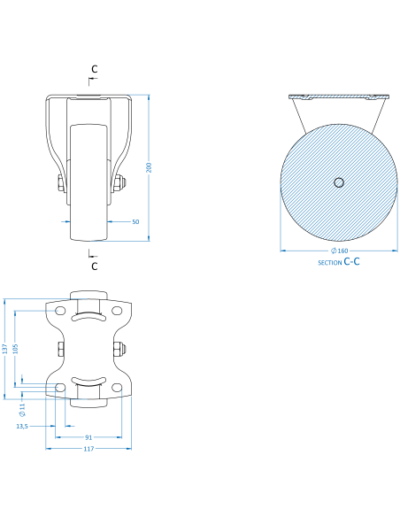 Castor CS160, White, AISI 304, 7.856