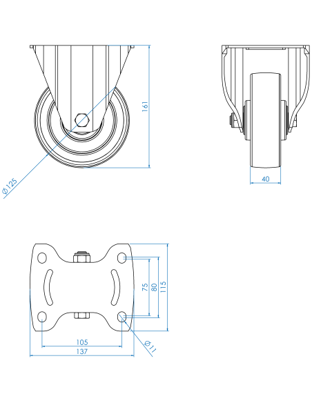 Castor CS125, White/Blue, AISI 304, 2.946