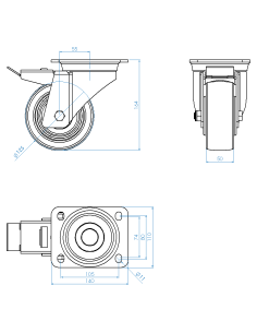 Castor SCSB125, White, AISI 304, 6.874 2