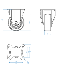Castor CS125, White, AISI 304, 6.874 2