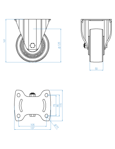 Castor CS125, White, AISI 304, 6.874