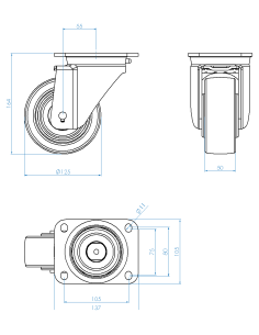 CastorSCS125, White, AISI 304, 6.874 2