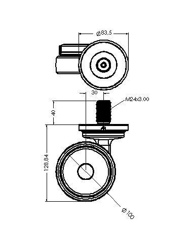 Castor XSCR100, Blue, M24 x 40-M24