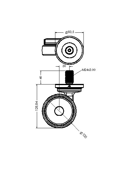 Castor XSCR100, Blue, M24 x 40-M24