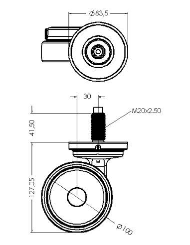 Castor XCR100, Blue, M20 x 41,50-M20
