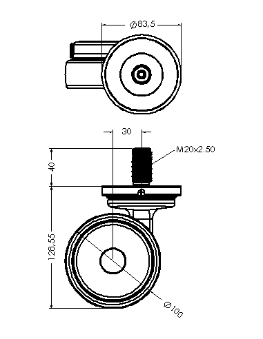 Castor XSCR100, Blue, M20 x 40-M20