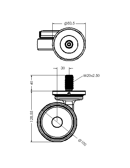 Castor XSCR100, Blue, M20 x 40-M20