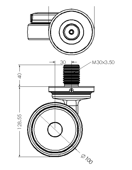Castor XSCR100, Blue, M30 x 40-M30