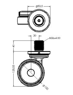 Castor XSCR100, Blue, M36 x 40-M36 2