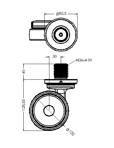Castor XSCR100, Blue, M36 x 40-M36
