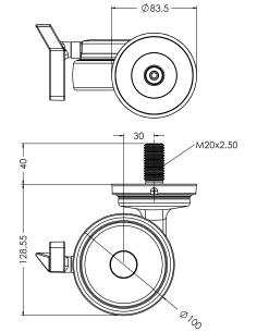 Castor XSCRB100, Blue, M20 x 40-M20 2