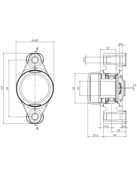 Bearing house XB2FC52(Blue)-SSB25 mm(Front)-CL(Blue)-OS(Blue)