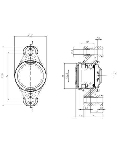 Bearing house XB2FC52(White)-CSB1"(Front)-CM(Blue)-OS(White)