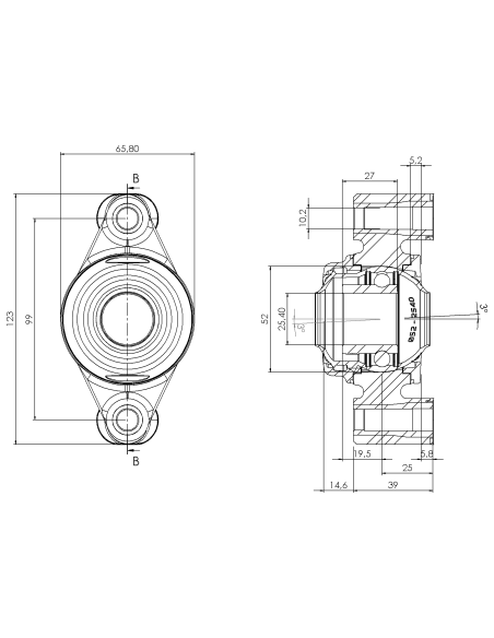 Bearing house XB2FC52(White)-CSB1"(Front)-OM(White)-OS(White)