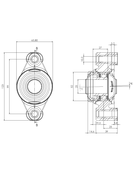 Bearing house XB2FC52(White)-SSB25 mm(Front)-OM(White)-OS(White)