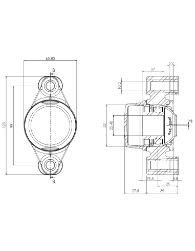Bearing house XB2FC52(White)-SSB1"(Front)-CL(White)-OS(White)