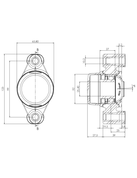 Bearing house XB2FC52(White)-SSB1"(Front)-CL(White)-OS(White)
