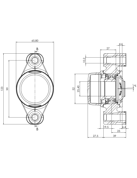 Bearing house XB2FC52(White)-SSA1"(Front)-CL(White)-OS(White)