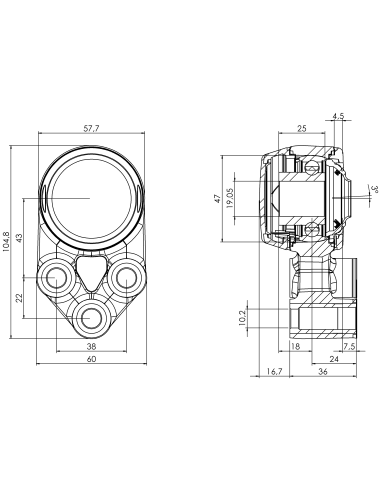 Bearing house XB3FC47(White)-SSB3/4"(Front)-CM(White)-OS(White)