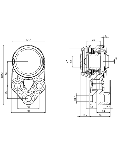 Bearing house XB3FC47(White)-SSA20 mm(Front)-CM(White)-OS(White)